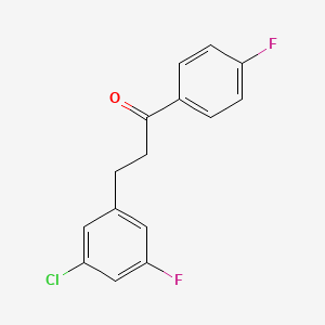 molecular formula C15H11ClF2O B1327790 3-(3-Chloro-5-fluorophenyl)-4'-fluoropropiophenone CAS No. 898750-61-3