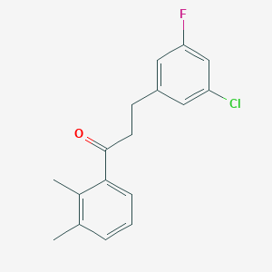 molecular formula C17H16ClFO B1327791 3-(3-Chloro-5-fluorophenyl)-2',3'-dimethylpropiophenone CAS No. 898750-64-6