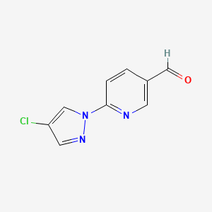 molecular formula C9H6ClN3O B13277910 6-(4-Chloro-1H-pyrazol-1-YL)pyridine-3-carbaldehyde 