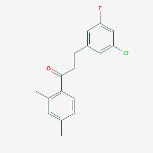 molecular formula C17H16ClFO B1327792 3-(3-氯-5-氟苯基)-2',4'-二甲基丙酮 CAS No. 898750-67-9