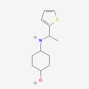 molecular formula C12H19NOS B13277924 4-{[1-(Thiophen-2-YL)ethyl]amino}cyclohexan-1-OL 