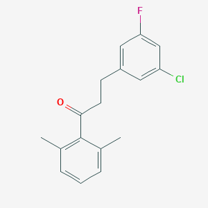 molecular formula C17H16ClFO B1327793 3-(3-Chloro-5-fluorophenyl)-2',6'-dimethylpropiophenone CAS No. 898750-73-7
