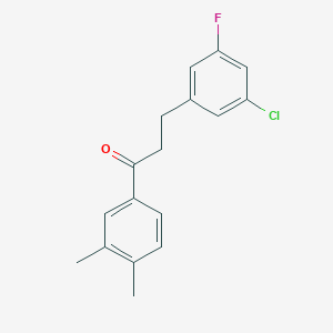 molecular formula C17H16ClFO B1327794 3-(3-Chloro-5-fluorophenyl)-3',4'-dimethylpropiophenone CAS No. 898750-76-0