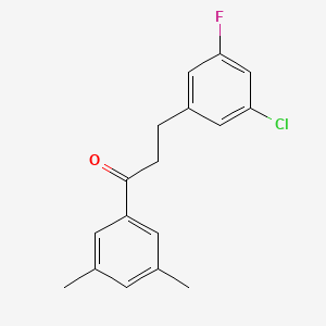 molecular formula C17H16ClFO B1327795 3-(3-Chloro-5-fluorophenyl)-3',5'-dimethylpropiophenone CAS No. 898750-79-3