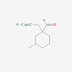 molecular formula C11H16O B13277951 3-Methyl-1-(prop-2-yn-1-yl)cyclohexane-1-carbaldehyde 