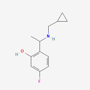 molecular formula C12H16FNO B13277958 2-{1-[(Cyclopropylmethyl)amino]ethyl}-5-fluorophenol 