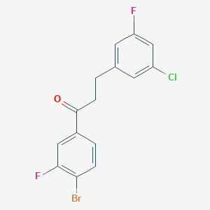 molecular formula C15H10BrClF2O B1327796 4'-溴-3-(3-氯-5-氟苯基)-3'-氟丙酮 CAS No. 898750-82-8