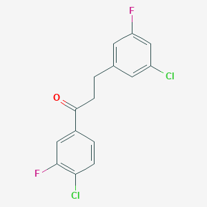 molecular formula C15H10Cl2F2O B1327797 4'-Chloro-3-(3-chloro-5-fluorophenyl)-3'-fluoropropiophenone CAS No. 898750-85-1