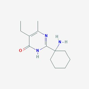 molecular formula C13H21N3O B13277973 2-(1-Aminocyclohexyl)-5-ethyl-6-methyl-1,4-dihydropyrimidin-4-one 