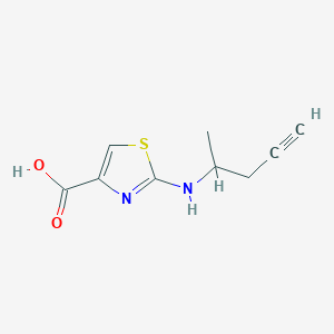 molecular formula C9H10N2O2S B13277974 2-[(Pent-4-yn-2-yl)amino]-1,3-thiazole-4-carboxylic acid 