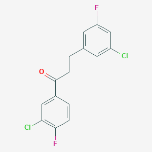 molecular formula C15H10Cl2F2O B1327798 3'-氯-3-(3-氯-5-氟苯基)-4'-氟丙酮 CAS No. 898750-88-4