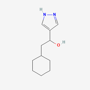 molecular formula C11H18N2O B13277983 2-Cyclohexyl-1-(1H-pyrazol-4-yl)ethan-1-ol 