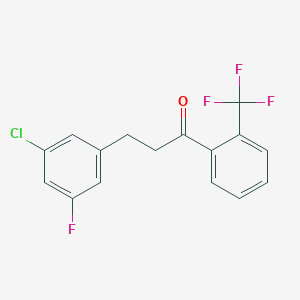 molecular formula C16H11ClF4O B1327800 3-(3-Chloro-5-fluorophenyl)-2'-trifluoromethylpropiophenone CAS No. 898750-97-5
