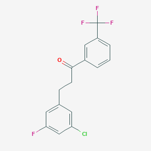 molecular formula C16H11ClF4O B1327801 3-(3-Chloro-5-fluorophenyl)-3'-trifluoromethylpropiophenone CAS No. 898751-00-3