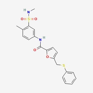 molecular formula C20H20N2O4S2 B13278013 N-[4-methyl-3-(methylsulfamoyl)phenyl]-5-[(phenylsulfanyl)methyl]furan-2-carboxamide 