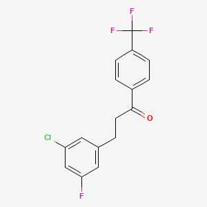 molecular formula C16H11ClF4O B1327802 3-(3-Chloro-5-fluorophenyl)-4'-trifluoromethylpropiophenone CAS No. 898751-04-7