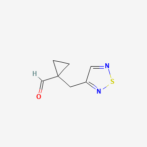 molecular formula C7H8N2OS B13278061 1-(1,2,5-Thiadiazol-3-ylmethyl)cyclopropane-1-carbaldehyde 