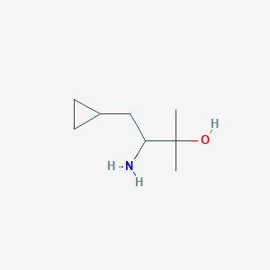 molecular formula C8H17NO B13278071 3-Amino-4-cyclopropyl-2-methylbutan-2-ol 