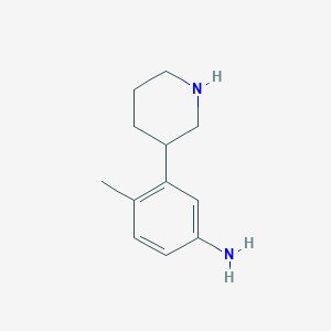 molecular formula C12H18N2 B13278099 4-Methyl-3-(piperidin-3-YL)aniline 