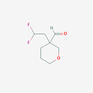 molecular formula C8H12F2O2 B13278116 3-(2,2-Difluoroethyl)oxane-3-carbaldehyde 
