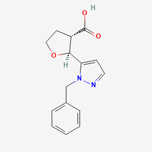 molecular formula C15H16N2O3 B13278151 (2S,3S)-2-(1-benzyl-1H-pyrazol-5-yl)oxolane-3-carboxylic acid 