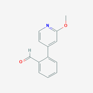 molecular formula C13H11NO2 B13278156 2-(2-Methoxypyridin-4-YL)benzaldehyde 