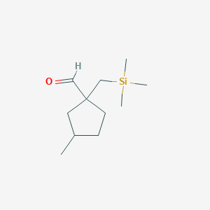 molecular formula C11H22OSi B13278161 3-Methyl-1-[(trimethylsilyl)methyl]cyclopentane-1-carbaldehyde 