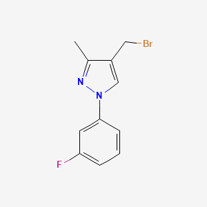 molecular formula C11H10BrFN2 B13278166 4-(Bromomethyl)-1-(3-fluorophenyl)-3-methyl-1H-pyrazole 