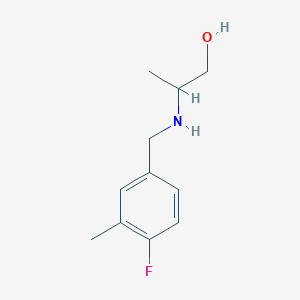 molecular formula C11H16FNO B13278174 2-{[(4-Fluoro-3-methylphenyl)methyl]amino}propan-1-ol 