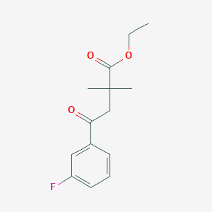 B1327818 Ethyl 2,2-dimethyl-4-(3-fluorophenyl)-4-oxobutyrate CAS No. 898753-65-6