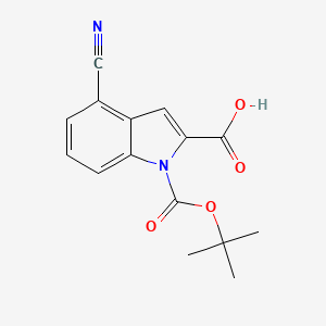 molecular formula C15H14N2O4 B13278232 1-[(tert-Butoxy)carbonyl]-4-cyano-1H-indole-2-carboxylic acid 