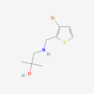 molecular formula C9H14BrNOS B13278242 1-{[(3-Bromothiophen-2-yl)methyl]amino}-2-methylpropan-2-ol 