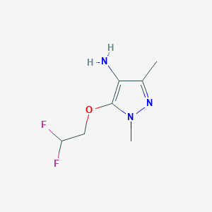 molecular formula C7H11F2N3O B13278246 5-(2,2-Difluoroethoxy)-1,3-dimethyl-1H-pyrazol-4-amine 