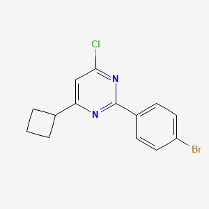 molecular formula C14H12BrClN2 B13278265 2-(4-Bromophenyl)-4-chloro-6-cyclobutylpyrimidine 