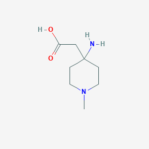molecular formula C8H16N2O2 B13278269 2-(4-Amino-1-methylpiperidin-4-yl)acetic acid 