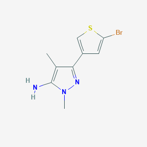 molecular formula C9H10BrN3S B13278285 3-(5-bromothiophen-3-yl)-1,4-dimethyl-1H-pyrazol-5-amine 