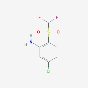 molecular formula C7H6ClF2NO2S B13278288 5-Chloro-2-difluoromethanesulfonylaniline 