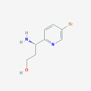 molecular formula C8H11BrN2O B13278301 (3S)-3-Amino-3-(5-bromo(2-pyridyl))propan-1-OL 