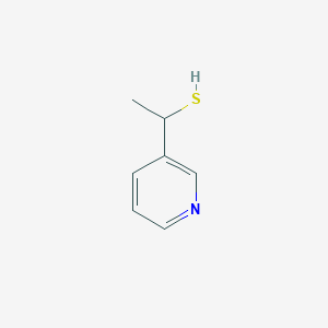 molecular formula C7H9NS B13278323 1-(Pyridin-3-yl)ethane-1-thiol 