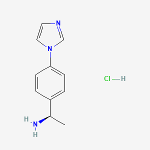 molecular formula C11H14ClN3 B13278327 (1R)-1-[4-(1H-imidazol-1-yl)phenyl]ethan-1-amine hydrochloride CAS No. 1394051-25-2