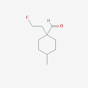 molecular formula C10H17FO B13278334 1-(2-Fluoroethyl)-4-methylcyclohexane-1-carbaldehyde 