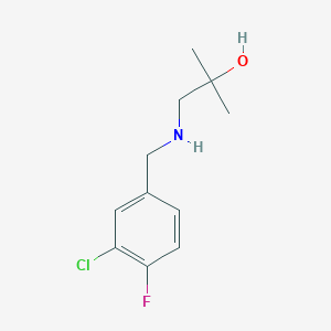 molecular formula C11H15ClFNO B13278340 1-{[(3-Chloro-4-fluorophenyl)methyl]amino}-2-methylpropan-2-ol 