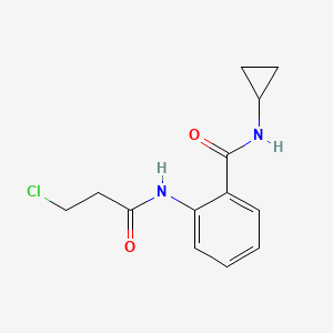 molecular formula C13H15ClN2O2 B13278382 2-[(3-chloropropanoyl)amino]-N-cyclopropylbenzamide 