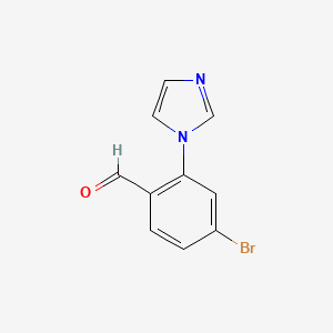molecular formula C10H7BrN2O B13278408 4-Bromo-2-(1H-imidazol-1-YL)benzaldehyde 