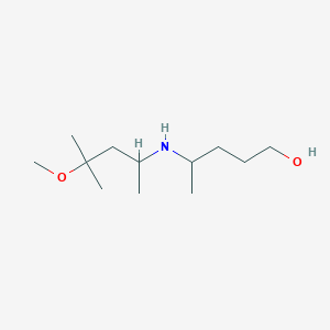 molecular formula C12H27NO2 B13278418 4-[(4-Methoxy-4-methylpentan-2-yl)amino]pentan-1-ol 