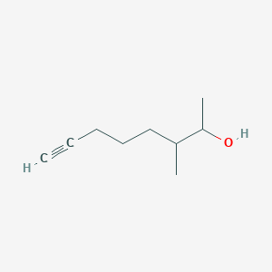 molecular formula C9H16O B13278431 3-Methyloct-7-yn-2-ol 