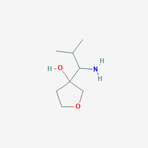 molecular formula C8H17NO2 B13278435 3-(1-Amino-2-methylpropyl)oxolan-3-ol 