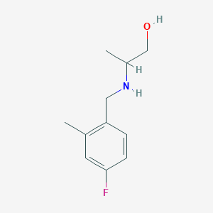 molecular formula C11H16FNO B13278472 2-{[(4-Fluoro-2-methylphenyl)methyl]amino}propan-1-ol 