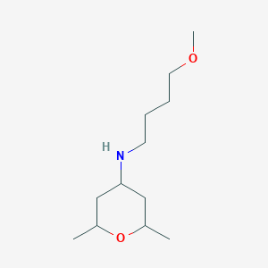 molecular formula C12H25NO2 B13278486 N-(4-Methoxybutyl)-2,6-dimethyloxan-4-amine 