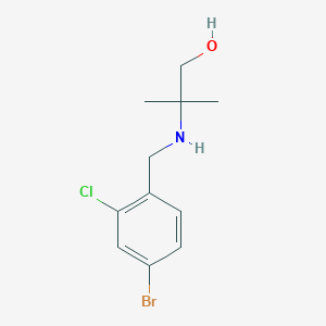 molecular formula C11H15BrClNO B13278538 2-{[(4-Bromo-2-chlorophenyl)methyl]amino}-2-methylpropan-1-ol 
